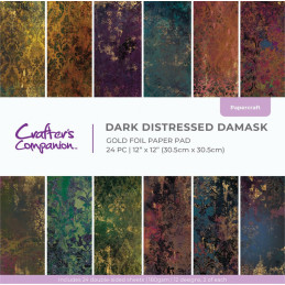 Carfter's Companion - Papirblok 30.5x30.5 - Dark Distressed Damask - CC-PAD12-DDDA