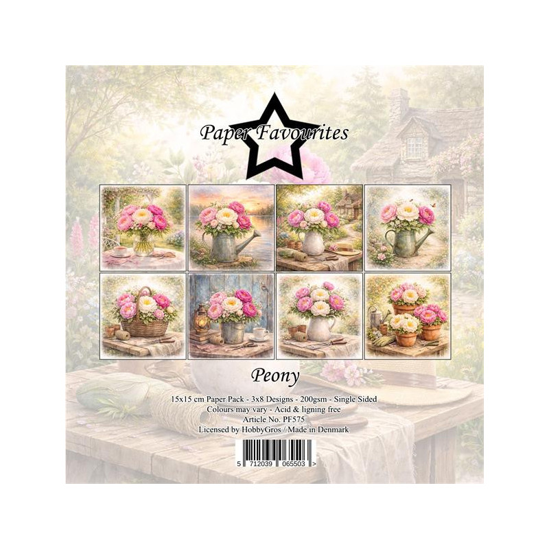 Paper Favourites - Papirpakke 15x15 - Peony - PF575