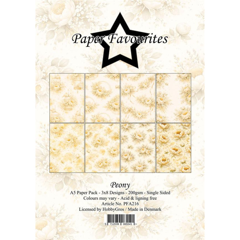 Paper Favourites - Papirpakke A5 - Peony - PFA216