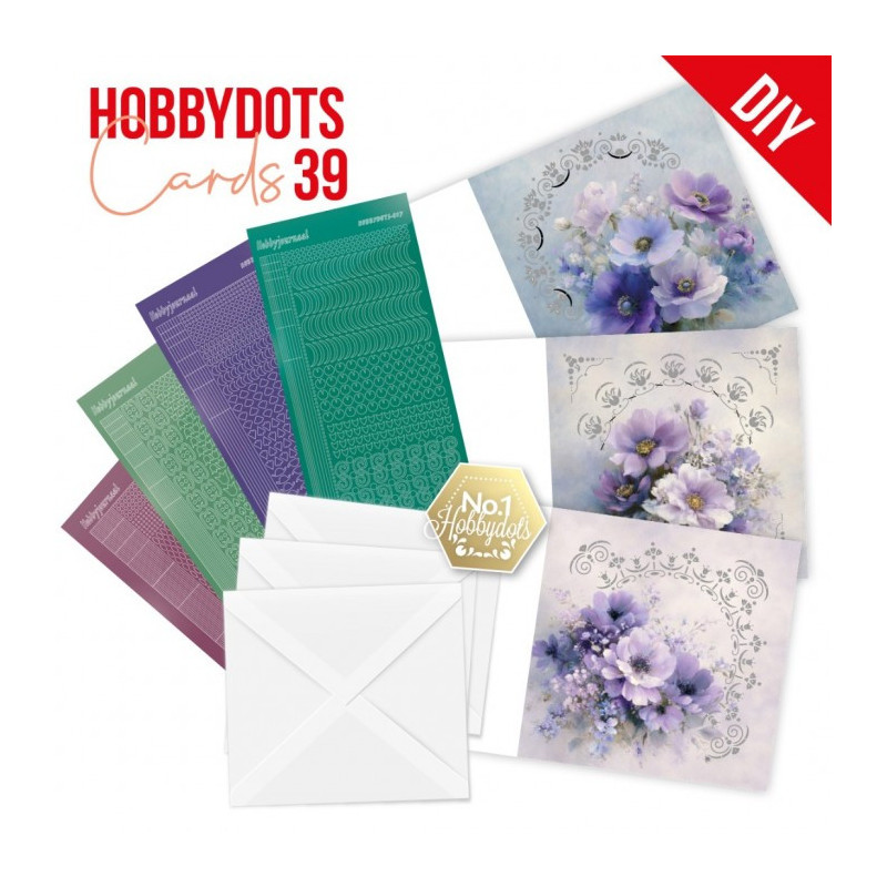 Dot And Do Cards 39 - Purple Flowers