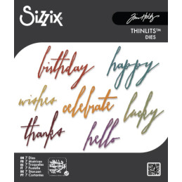 Sizzix - Tim Holtz - Thinlits Die - Handwritten Celebrate - 660215