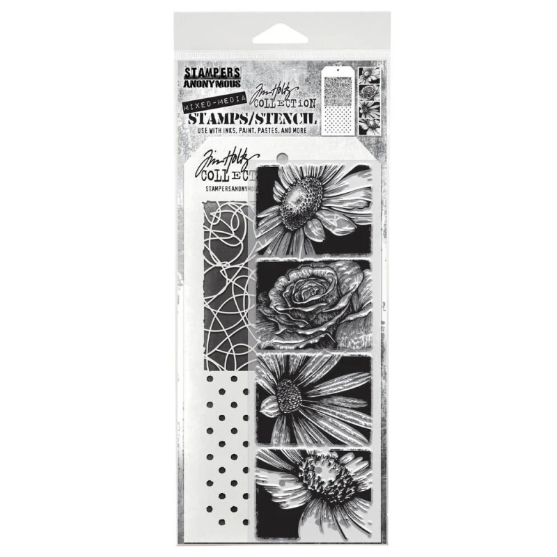 Stampers Anonymous - Tim Holtz - Clear Stamps/Stencil Set - Bold Botanicals