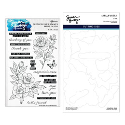 Spellbinders/Ranger - Simon Hurley Create - Photopolymer Stamps And Dies Bundle - Sketched Peonies