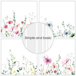 Simple And Basic - Papirpakke 15x15 - Watercolour Meadow Flowers - SBP564