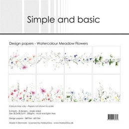 Simple And Basic - Papirpakke 30.5x30.5 - Watercolour Meadow Flowers - SBP764