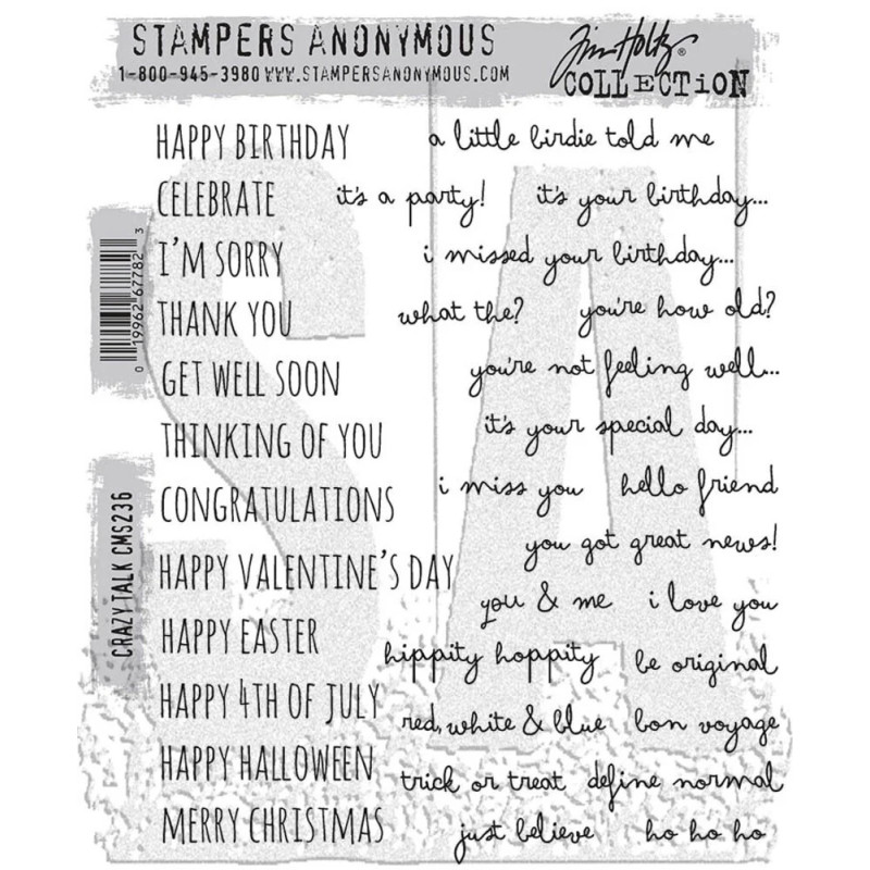 Stampers Anonymous - Tim Holtz - Cling Mount Stamps - Crazy Talk
