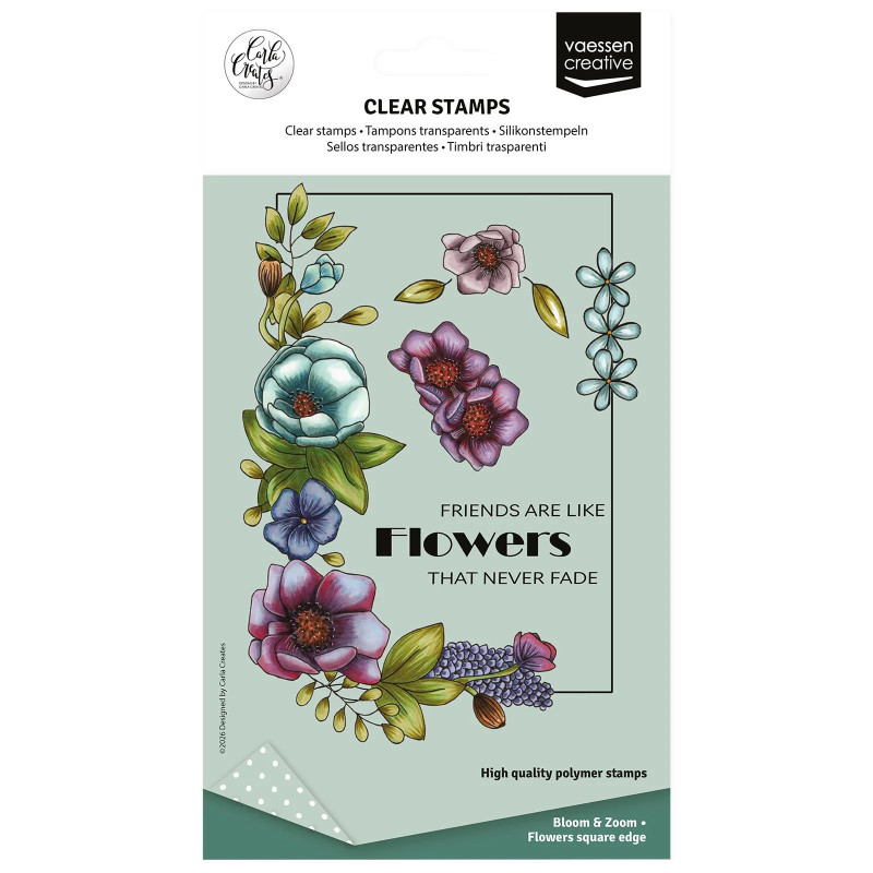 Vaessen Creative - Carla Creates - Clear Stamp - Flowers Square Edge - CAR0309