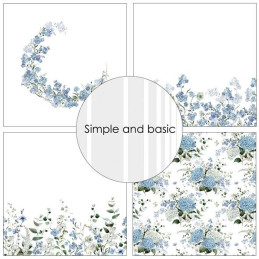 Simple And Basic - Papirpakke 30.5x30.5 - Blue Delicate Florals - SBP766