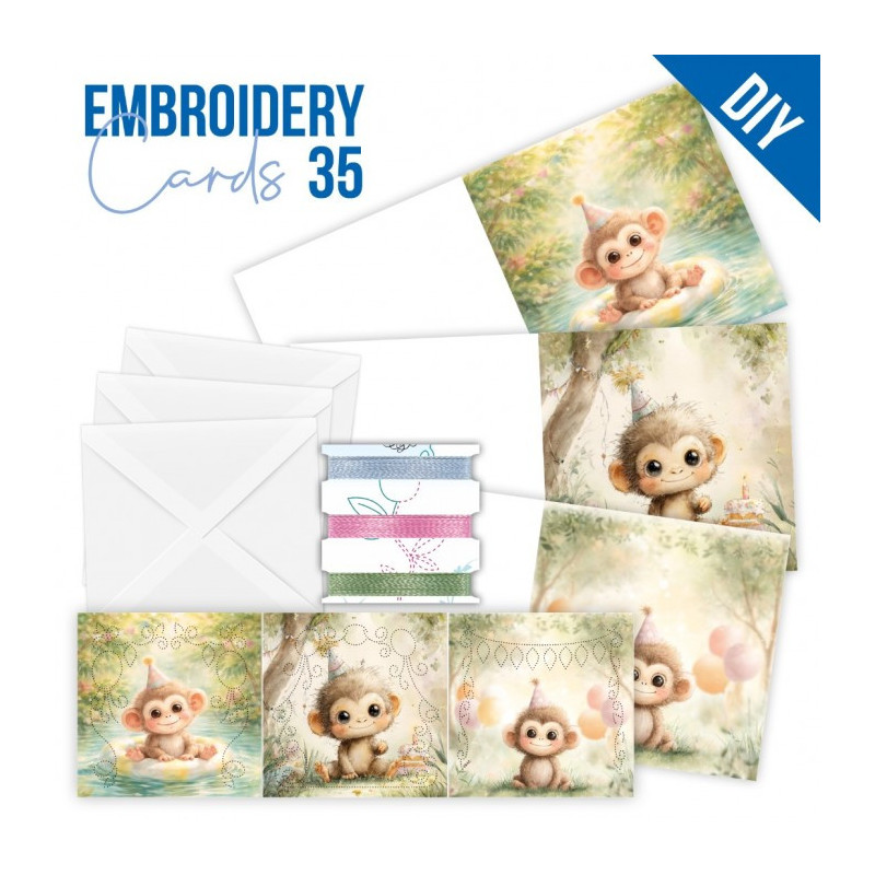 Stitch And Do Cards 35 - Birthday Monkey