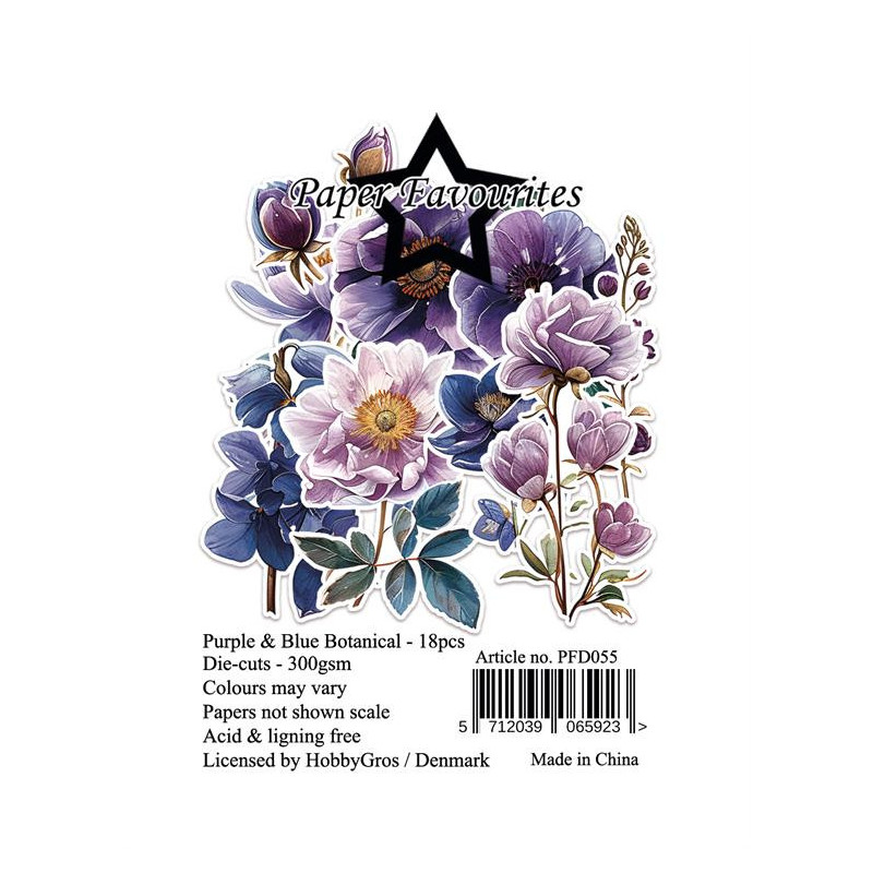 Paper Favourites - Die Cuts - Purple & Blue Botanical - PFD055