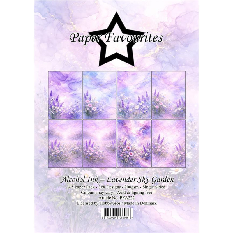 Paper Favourites - Papirpakke A5 - Alcohol Ink - Lavender Sky Garden - PFA222
