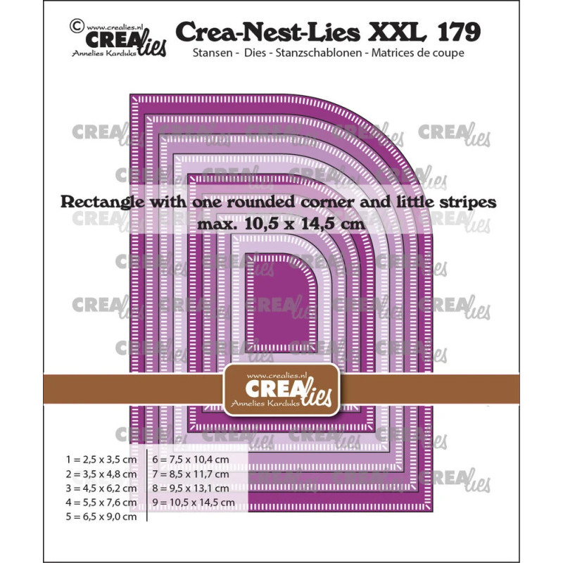 CREAlies - Crea-Nest-Lies XXL No. 179 - Rectangle With One Rounded Corner And Little Stripes - CLNestXXL179