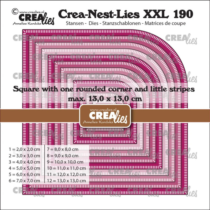 CREAlies - Crea-Nest-Lies XXL No. 190 - Squares With One Rounded Corner And Little Stripes - CLNestXXL190