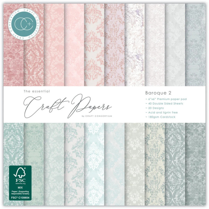 Craft Consortium - Papirblok 15x15 - Baroque 2 - CCEPAD039B