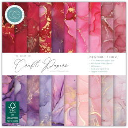Craft Consortium - Papirblok 15x15 - Ink Drops Rose 2 - CCEPAD040B