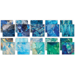 Craft Consortium - Papirblok 15x15 - Ink Drops Ocean 2 - CCEPAD041B