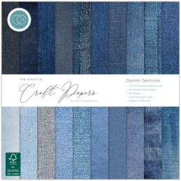 Craft Consortium - Papirblok 30x30 - Denim Textures - CCEPAD044