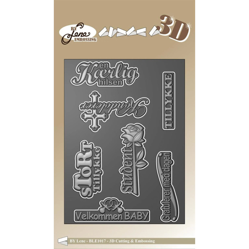 By Lene - 3D Embossingfolder & Cutting - Danske Tekster - BLE1017