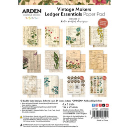 Arden Creative Studio - Papirpakke 15x20 - Vintage Makers Ledger Essentials