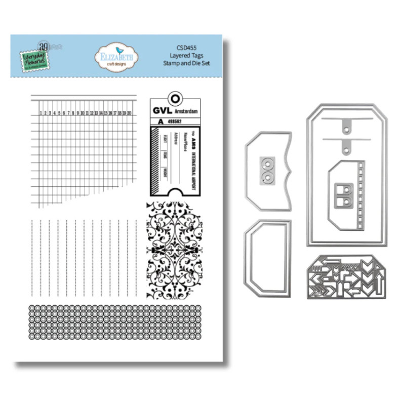 Elizabeth Craft Designs - Stamp And Die Set - Everyday Memories - Layered Tags