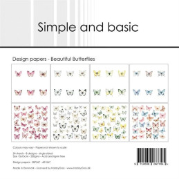 Simple And Basic - Papirpakke 15x15 - Beautiful Butterflies - SBP567
