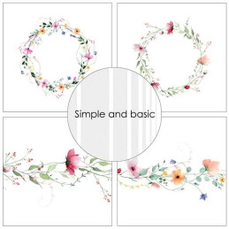 Simple And Basic - Papirpakke 15x15 - Bright Watercolour Florals - SBP568