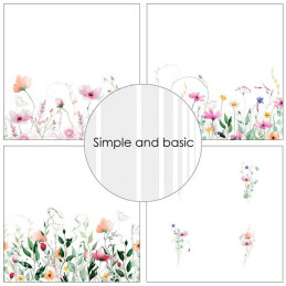 Simple And Basic - Papirpakke 15x15 - Bright Watercolour Florals - SBP568
