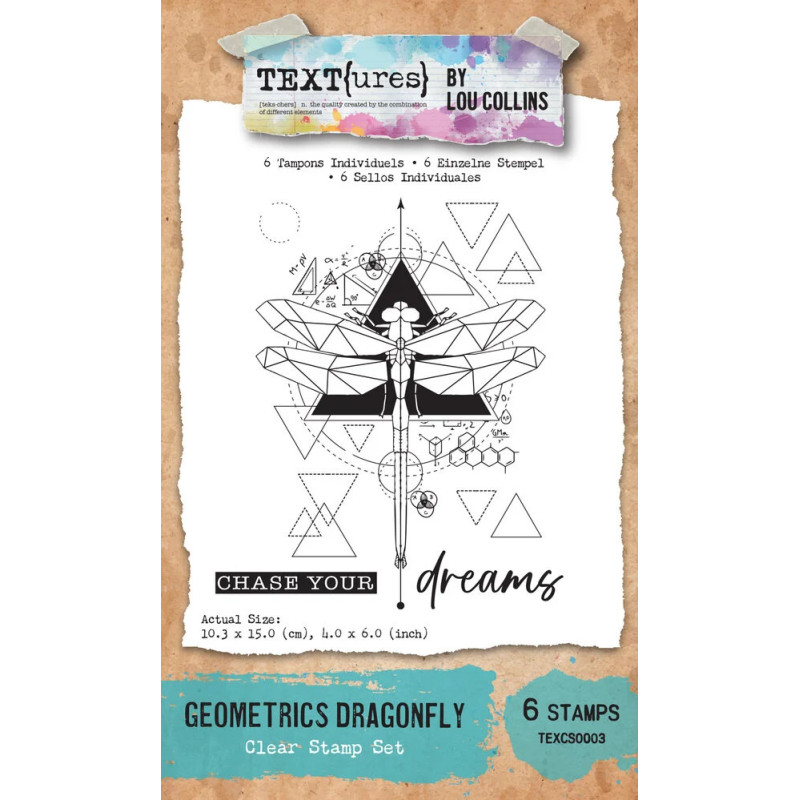TEXT(ures) - Clear Stamp - Dragonfly Dreams - Geometrics Dragonfly - TEXCS0003