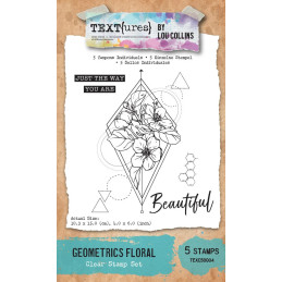 TEXT(ures) - Clear Stamp - Dragonfly Dreams - Geometrics Floralby - TEXCS0004