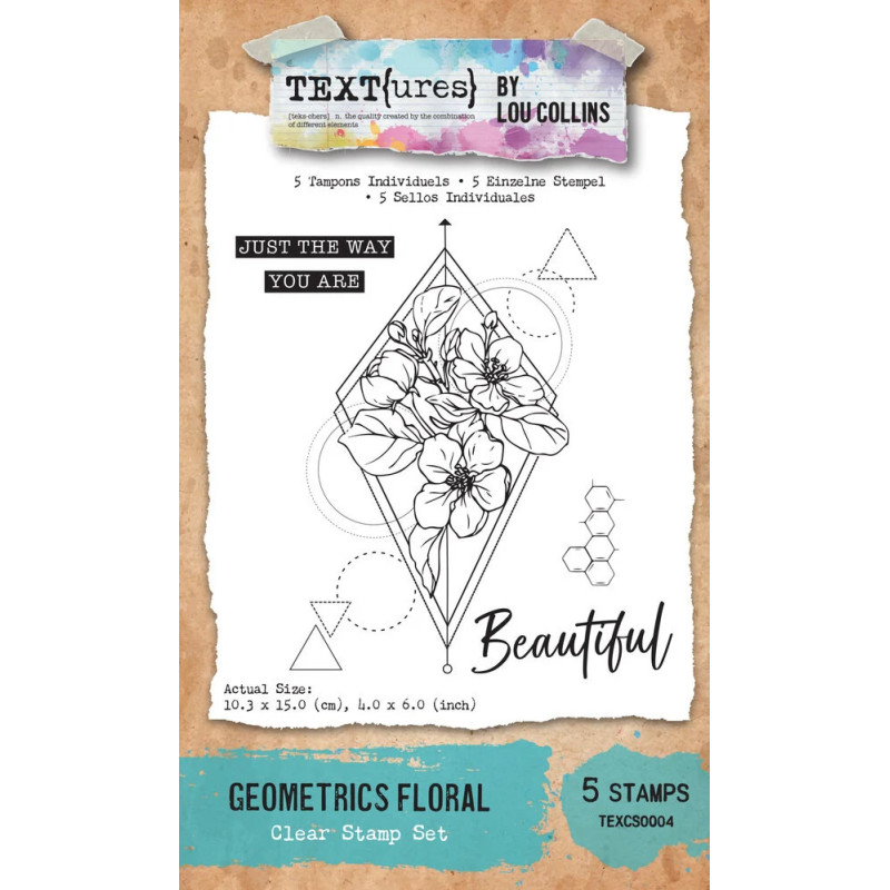 TEXT(ures) - Clear Stamp - Dragonfly Dreams - Geometrics Floralby - TEXCS0004