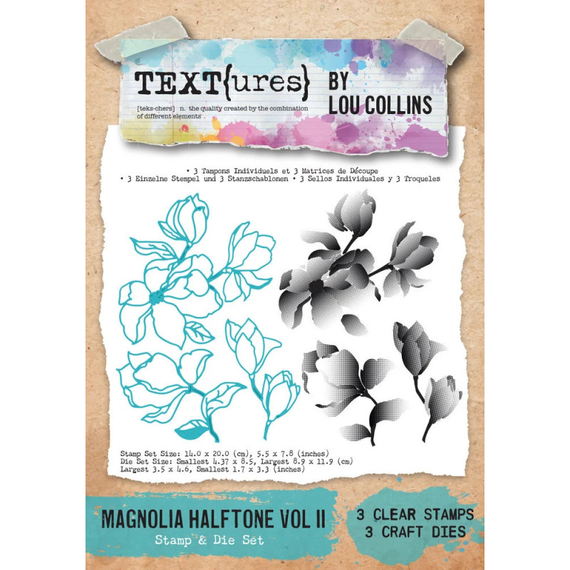 TEXT(ures) - Clear Stamp & Die Set - Dragonfly Dreams - Magnolia Halftone Vol II - TEXDS0001