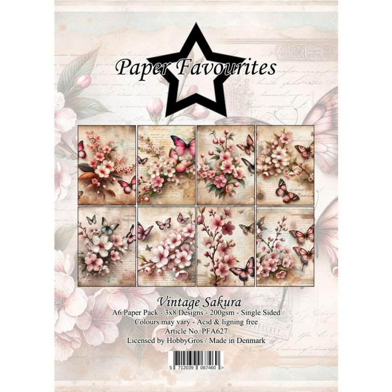 Paper Favourites - Papirpakke A6 - Vintage Sakura - PFA627