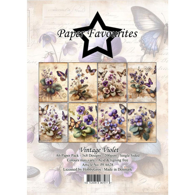 Paper Favourites - Papirpakke A6 - Vintage Violet - PFA628