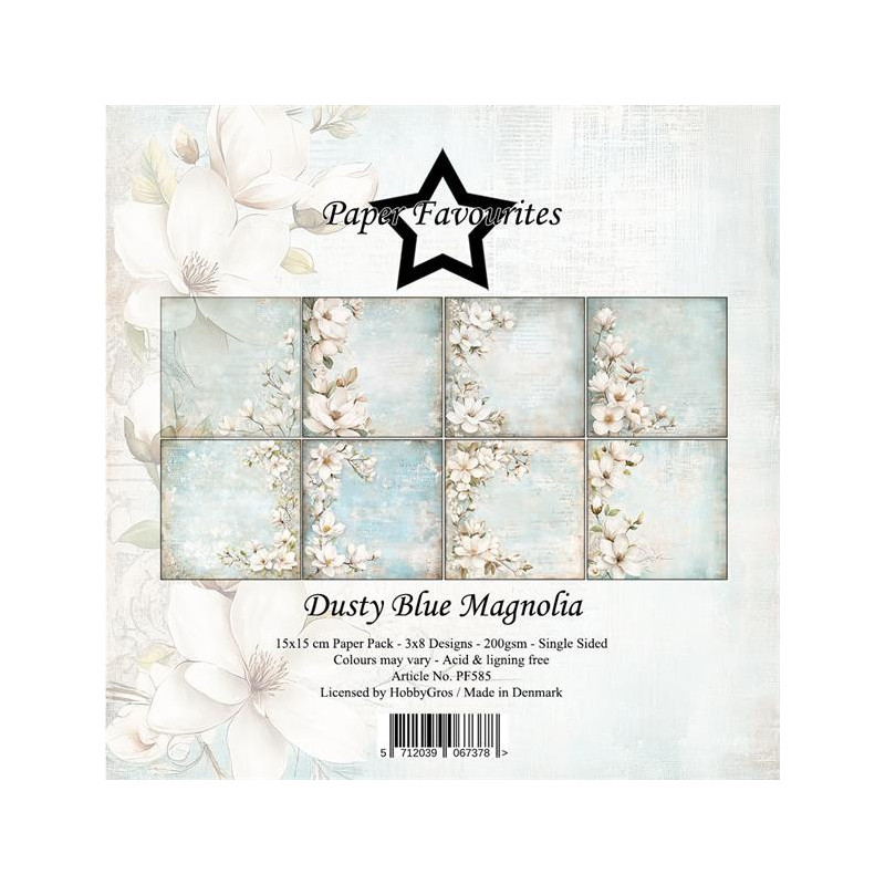 Paper Favourites - Papirpakke 15x15 - Dusty Blue Magnolia - PF585