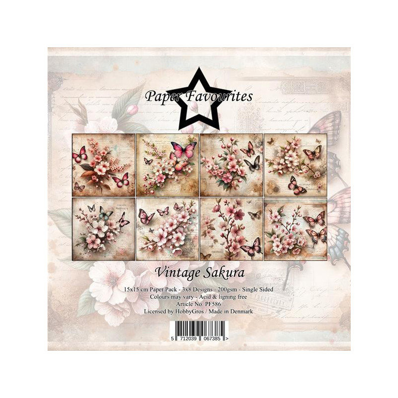 Paper Favourites - Papirpakke 15x15 - Vintage Sakura - PF586