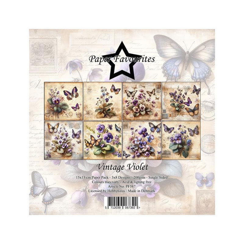 Paper Favourites - Papirpakke 15x15 - Vintage Violet - PF587