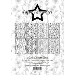 Paper Favourites - Papirpakke A5 - Black & White Floral - PFA225