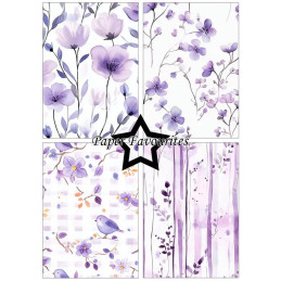 Paper Favourites - Papirpakke A5 - Purple Floral - PFA227