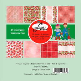 By Lene - Papirpakke 15x15 - Strawberry Time - BLP082