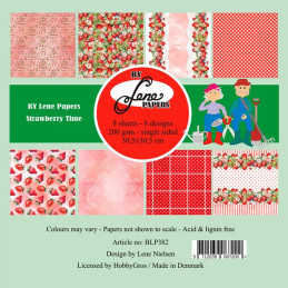 By Lene - Papirpakke 30x30 - Strawberry Time - BLP382