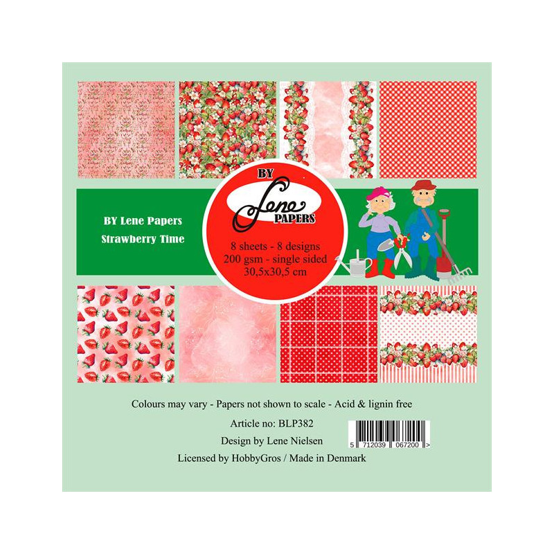 By Lene - Papirpakke 30x30 - Strawberry Time - BLP382