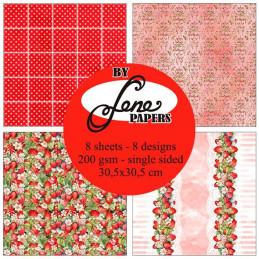 By Lene - Papirpakke 30x30 - Strawberry Time - BLP382