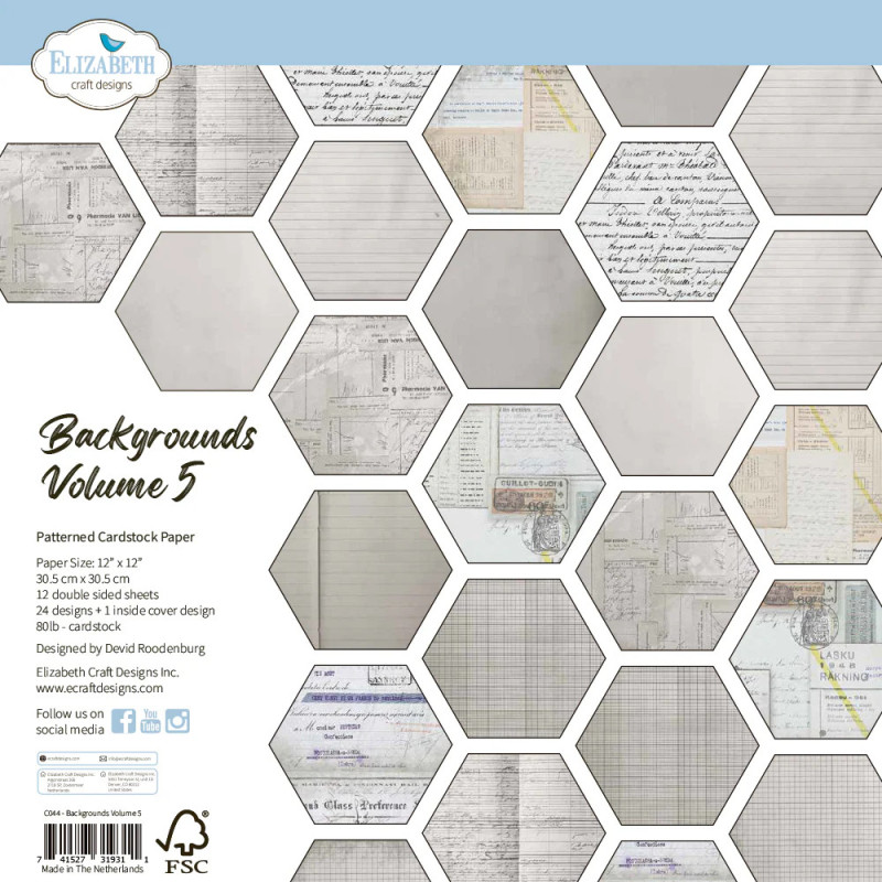Elizabeth Craft Designs - Papirpakke 30.5x30.5 - Backgrounds Volume 5