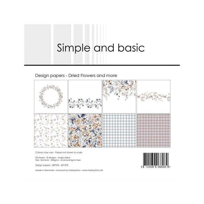 Simple And Basic - Papirpakke 15x15 - Dried Flowers And More - SBP570