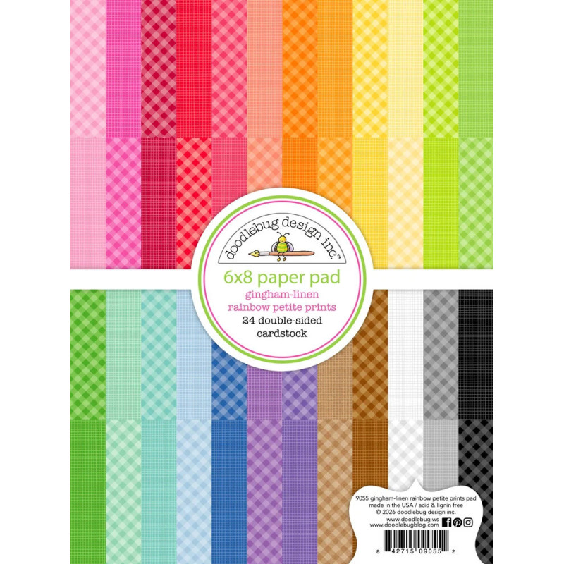 Doodlebug Design - Papirblok 6x8 - Gingham-Linen Rainbow
