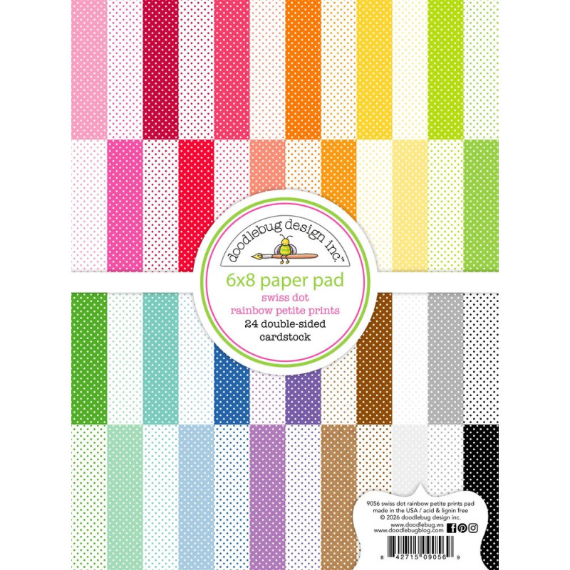 Doodlebug Design - Papirblok 6x8 - Swiss-Dot Rainbow