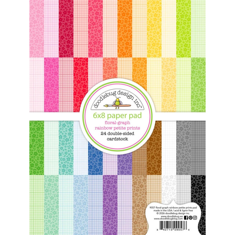 Doodlebug Design - Papirblok 6x8 - Floral-Graph Rainbow