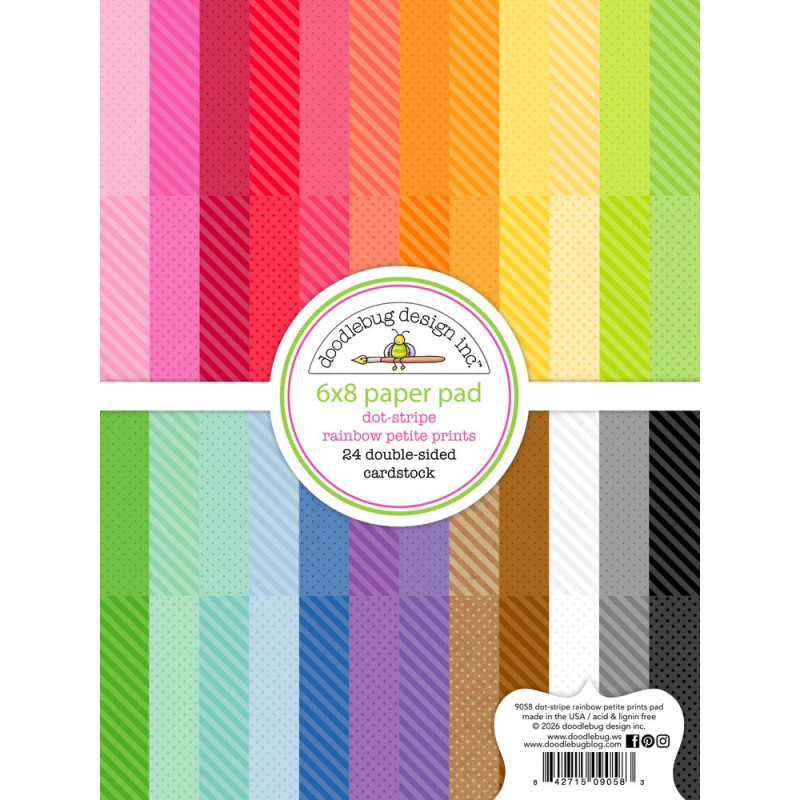 Doodlebug Design - Papirblok 6x8 - Dot-Stripe Rainbow