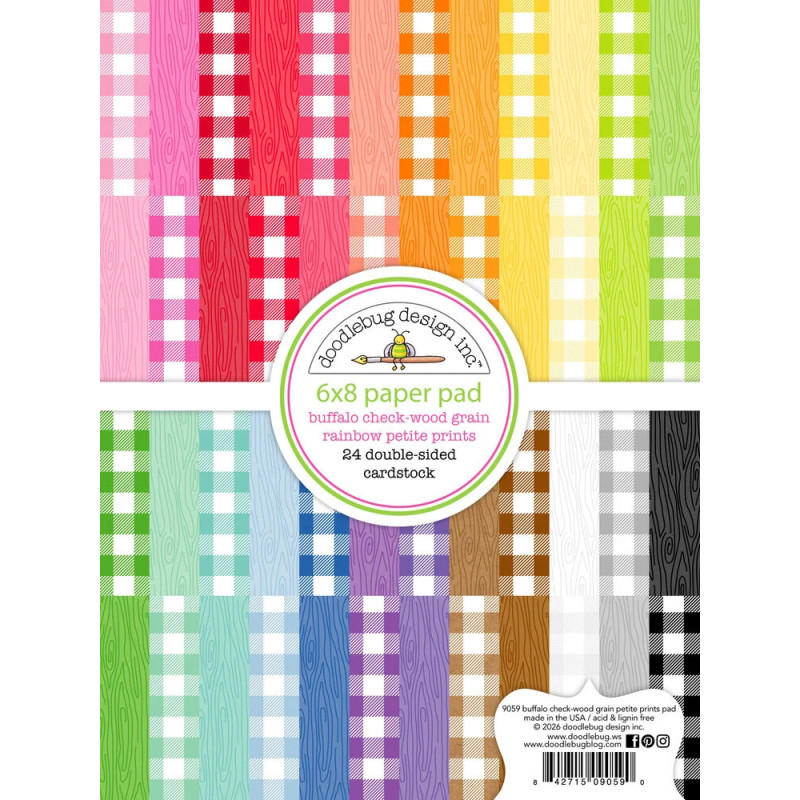 Doodlebug Design - Papirblok 6x8 - Buffalo Check-Wood Grain Rainbow