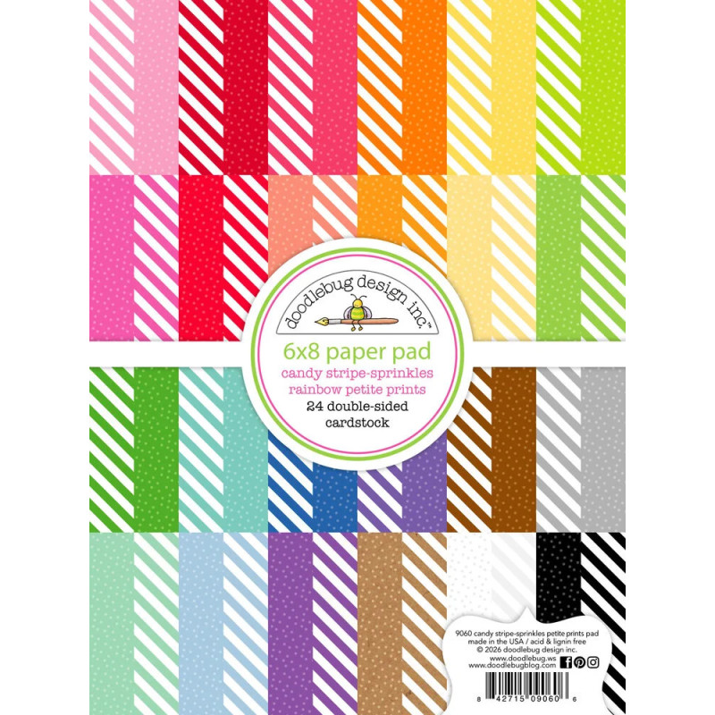 Doodlebug Design - Papirblok 6x8 - Candy Stripe-Sprinkles Rainbow